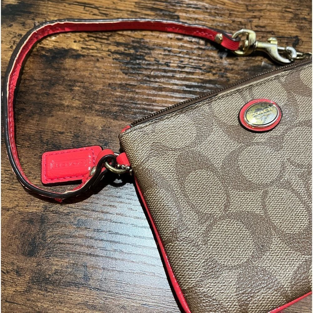 Coach wristlet with coral pink accents - Picture 6 of 6